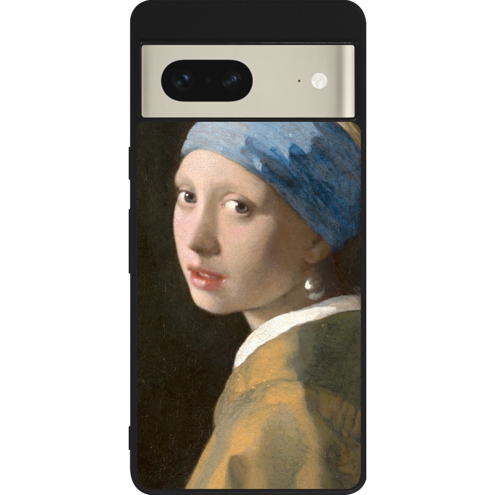 Coque Google Pixel 7 - Silicone rigide noir Tableau art - La Jeune fille à la perle - Johannes Vermeer