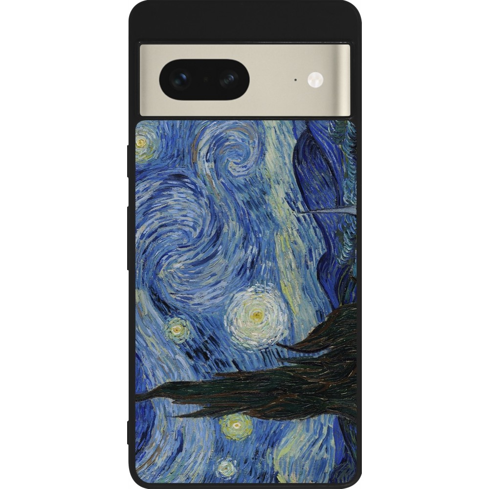 Coque Google Pixel 7 - Silicone rigide noir Tableau art - La Nuit étoilée - Van Gogh
