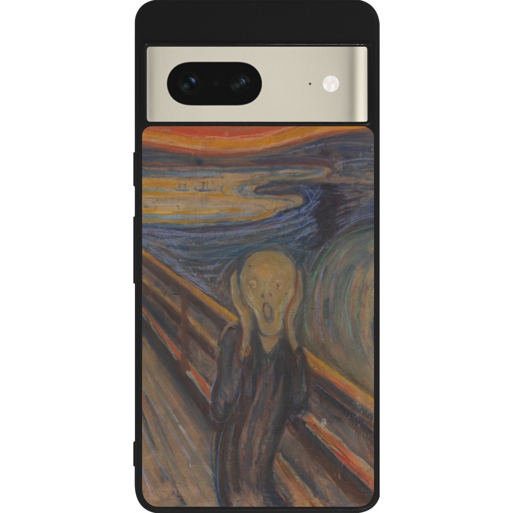 Coque Google Pixel 7 - Silicone rigide noir Tableau art - Le Cri - Edvard Munch