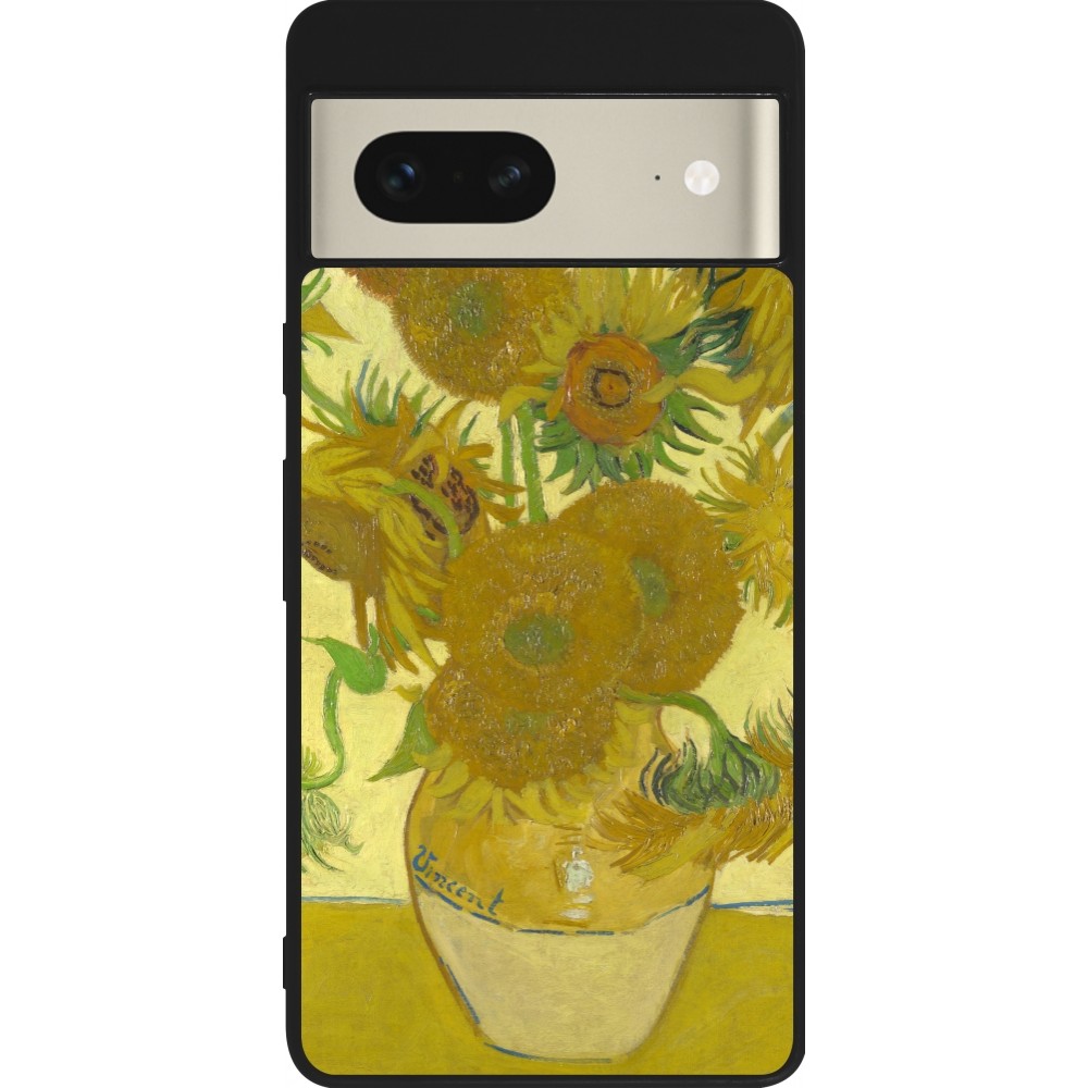 Coque Google Pixel 7 - Silicone rigide noir Tableau art - Les Tournesols - Van Gogh
