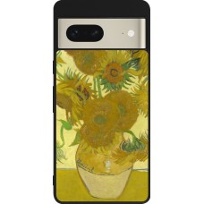 Coque Google Pixel 7 - Silicone rigide noir Tableau art - Les Tournesols - Van Gogh