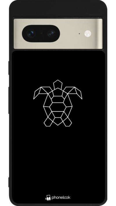 Coque Google Pixel 7 - Silicone rigide noir Turtles lines on black