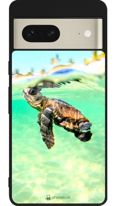 Coque Google Pixel 7 - Silicone rigide noir Turtle Underwater