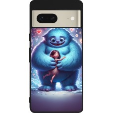 Coque Google Pixel 7 - Silicone rigide noir Valentine 2024 Fluffy Love
