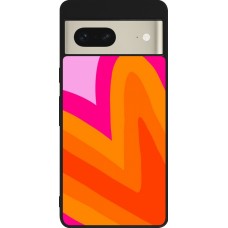 Coque Google Pixel 7 - Silicone rigide noir Valentine 2024 heart gradient