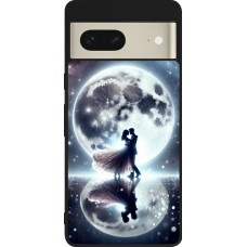Coque Google Pixel 7 - Silicone rigide noir Valentine 2024 Love under the moon