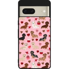Coque Google Pixel 7 - Silicone rigide noir Valentine 2024 puppy love