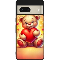 Coque Google Pixel 7 - Silicone rigide noir Valentine 2024 Teddy love