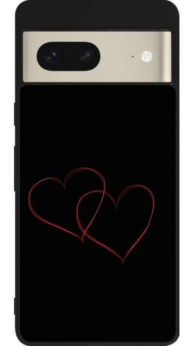 Coque Google Pixel 7 - Silicone rigide noir Valentine 2023 attached heart