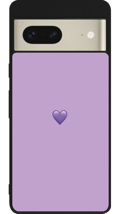 Coque Google Pixel 7 - Silicone rigide noir Valentine 2023 purpule single heart