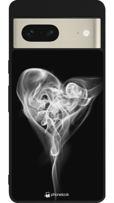Coque Google Pixel 7 - Silicone rigide noir Valentine 2022 Black Smoke
