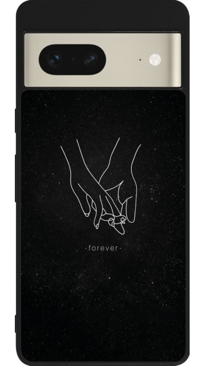 Coque Google Pixel 7 - Silicone rigide noir Valentine 2023 hands forever