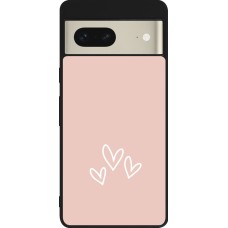 Coque Google Pixel 7 - Silicone rigide noir Valentine 2023 three minimalist hearts