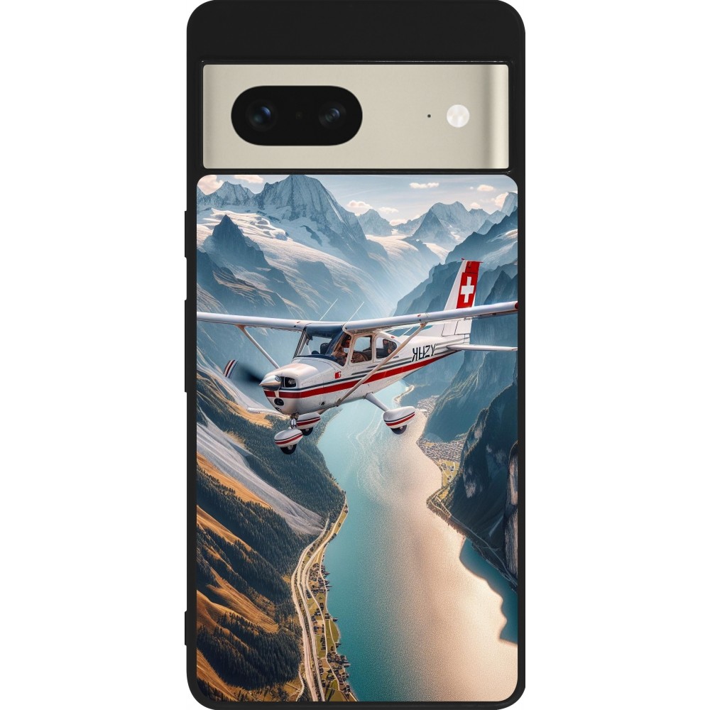 Google Pixel 7 Case Hülle - Silikon schwarz Schweizer Alpenflug