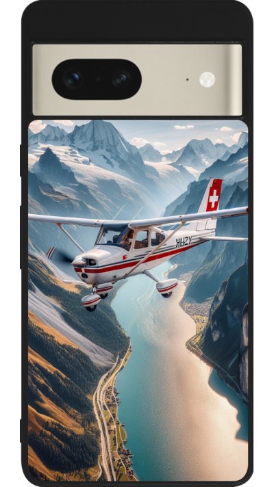 Google Pixel 7 Case Hülle - Silikon schwarz Schweizer Alpenflug