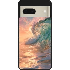Coque Google Pixel 7 - Silicone rigide noir Wave Sunset