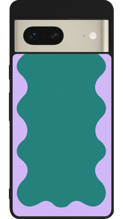 Coque Google Pixel 7 - Silicone rigide noir Wavy Rectangle Green Purple