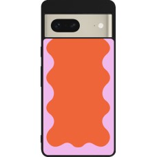 Coque Google Pixel 7 - Silicone rigide noir Wavy Rectangle Orange Pink