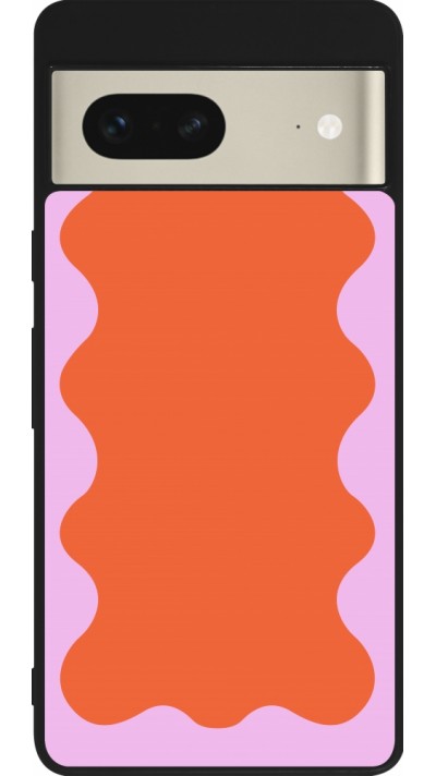 Google Pixel 7 Case Hülle - Silikon schwarz Wavy Rectangle Orange Pink