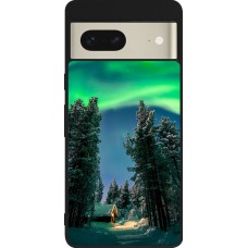 Coque Google Pixel 7 - Silicone rigide noir Winter 22 Northern Lights