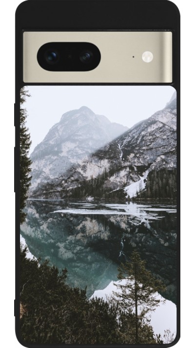 Google Pixel 7 Case Hülle - Silikon schwarz Winter 22 snowy mountain and lake