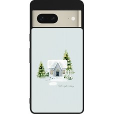 Coque Google Pixel 7 - Silicone rigide noir Winter 25 Cosy House
