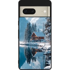 Google Pixel 7 Case Hülle - Silikon schwarz Winter 25 Winter house forest day