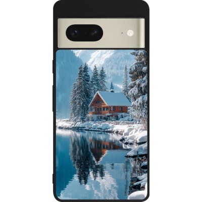 Google Pixel 7 Case Hülle - Silikon schwarz Winter 25 Winter house forest day