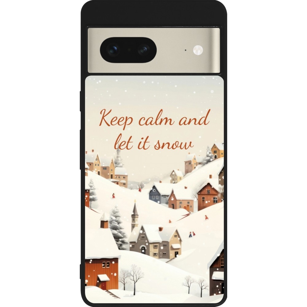 Coque Google Pixel 7 - Silicone rigide noir Winter 25 Winter Keep calm and let it snow