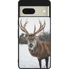 Coque Google Pixel 7 - Silicone rigide noir Winter 25 Winter reindeer