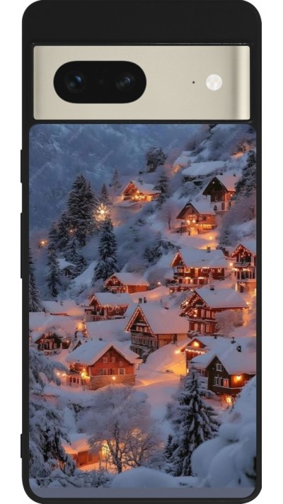 Google Pixel 7 Case Hülle - Silikon schwarz Winter 25 Winter snowy village