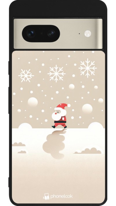 Coque Google Pixel 7 - Silicone rigide noir Noël 2023 Minimalist Santa