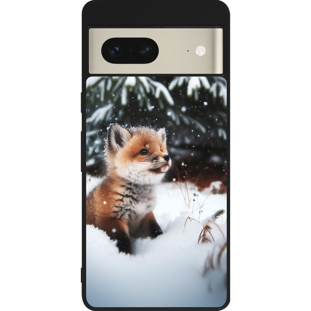 Google Pixel 7 Case Hülle - Silikon schwarz Weihnachten 2023 Fuechslein Tanne