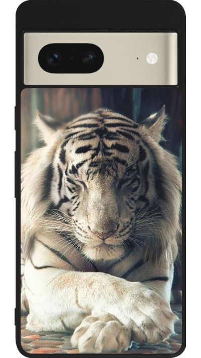 Coque Google Pixel 7 - Silicone rigide noir Zen Tiger