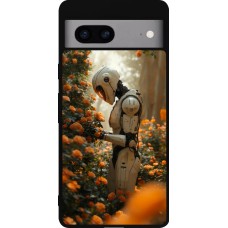 Coque Google Pixel 7a - Silicone rigide noir Astronaut flowers 2025