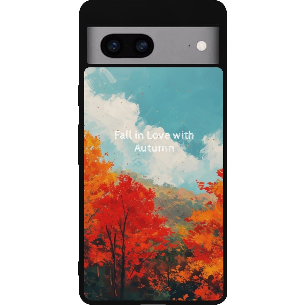Coque Google Pixel 7a - Silicone rigide noir Autumn 25 Fall in love