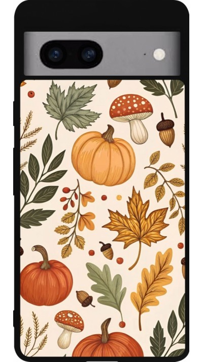 Coque Google Pixel 7a - Silicone rigide noir Autumn 25 Autumn pattern