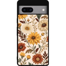 Coque Google Pixel 7a - Silicone rigide noir Autumn 25 Flower pattern
