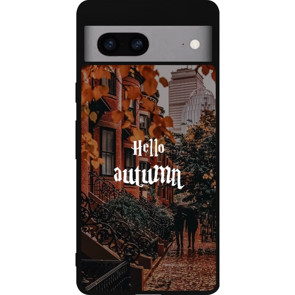 Coque Google Pixel 7a - Silicone rigide noir Autumn 25 Hello autumn