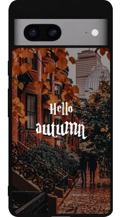 Coque Google Pixel 7a - Silicone rigide noir Autumn 25 Hello autumn