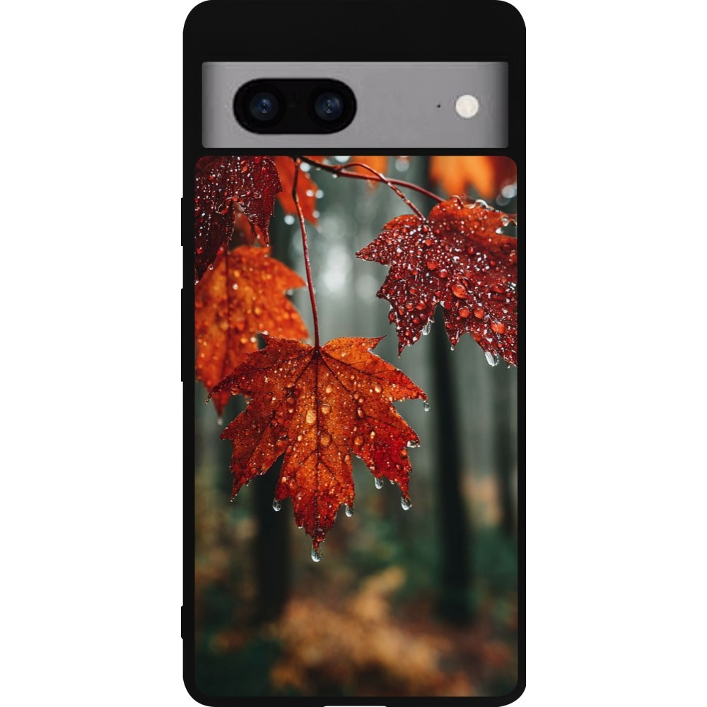 Coque Google Pixel 7a - Silicone rigide noir Autumn 25 Rain