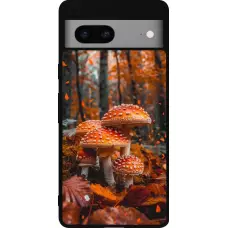 Coque Google Pixel 7a - Silicone rigide noir Autumn 26 Mushrooms in the woods