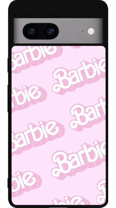 Google Pixel 7a Case Hülle - Silikon schwarz Barbie light pink pattern