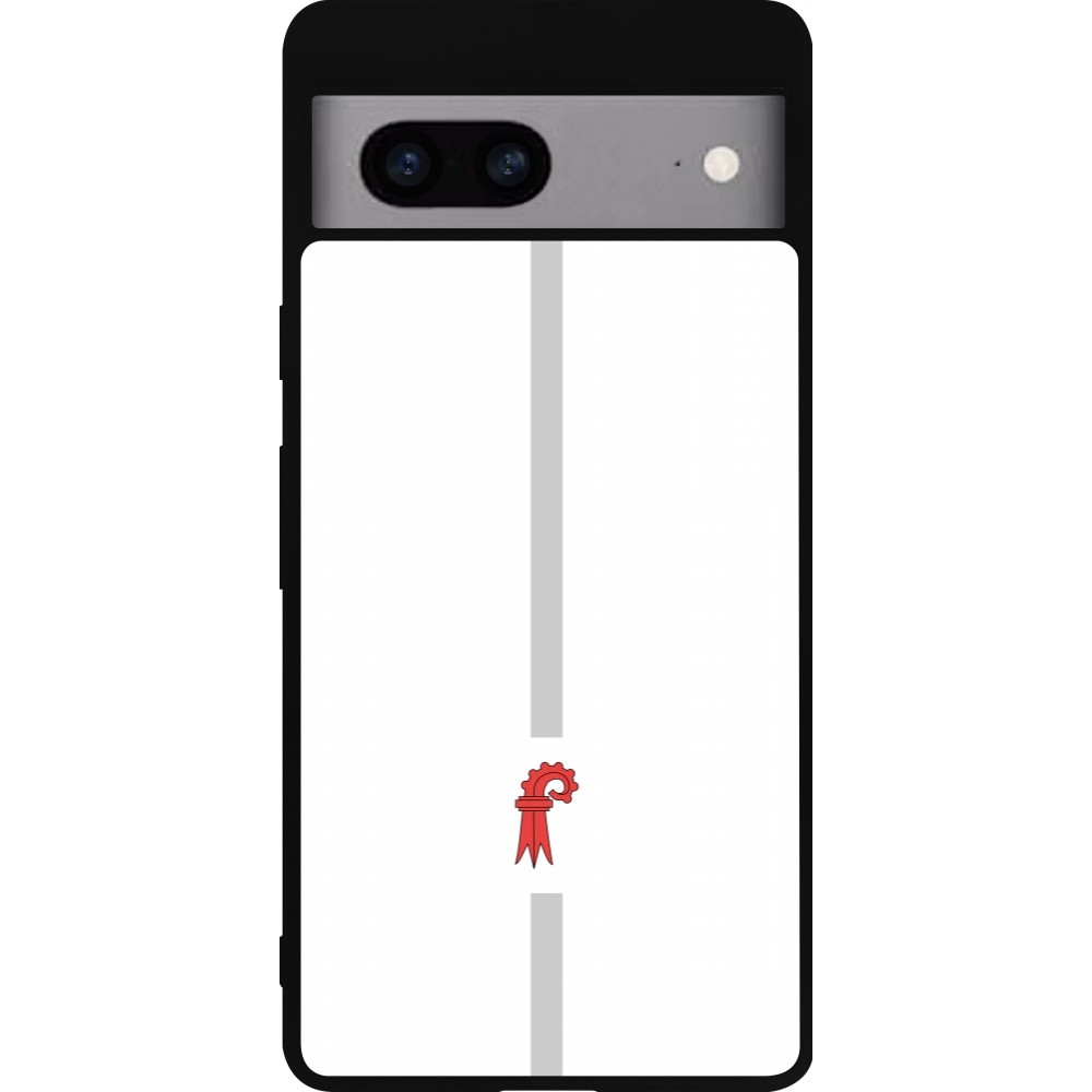 Google Pixel 7a Case Hülle - Silikon schwarz Kanton BL weiss