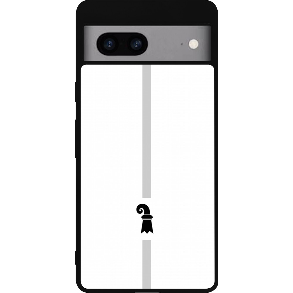 Coque Google Pixel 7a - Silicone rigide noir Canton BS blanc