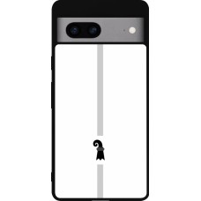 Coque Google Pixel 7a - Silicone rigide noir Canton BS blanc