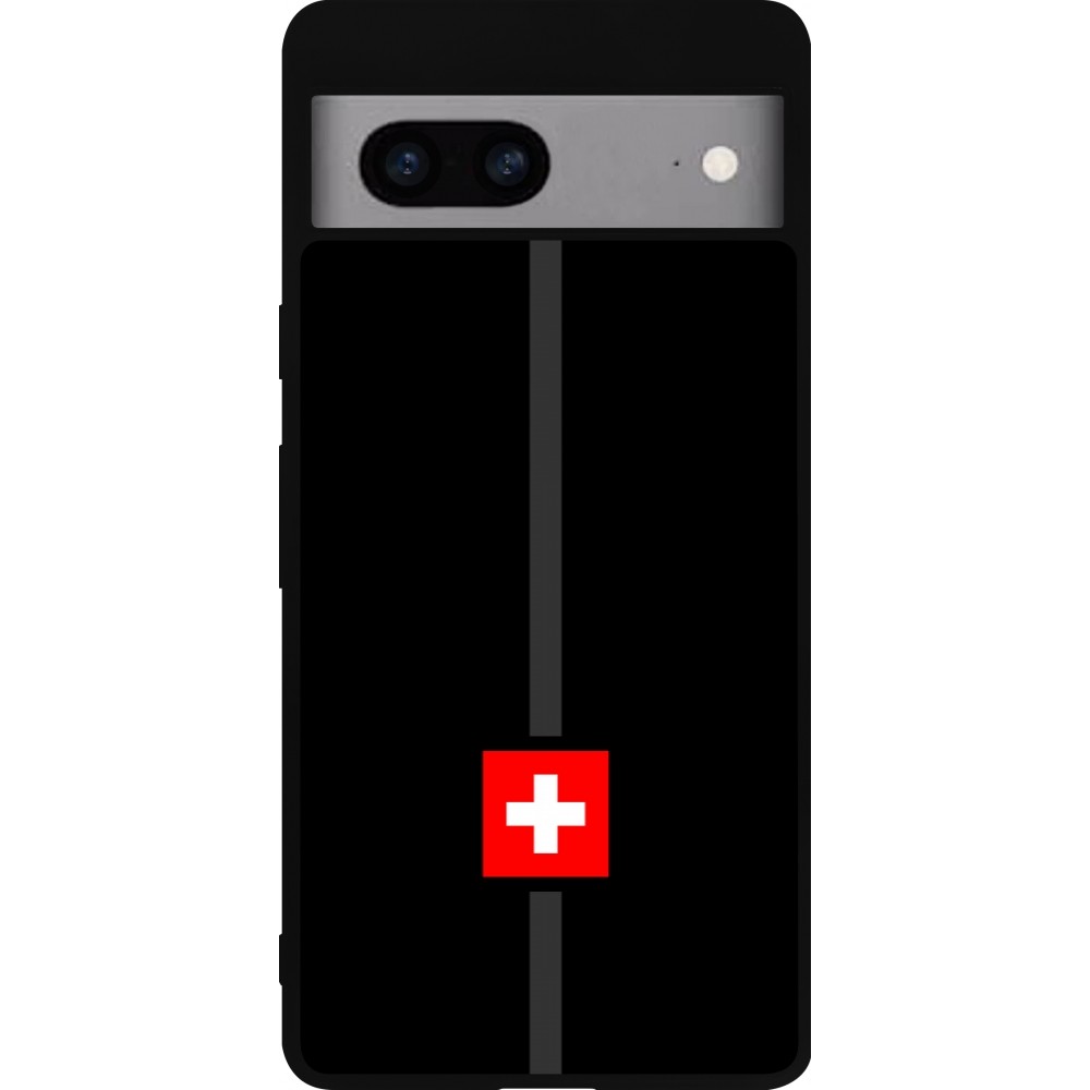 Coque Google Pixel 7a - Silicone rigide noir Canton CH noir
