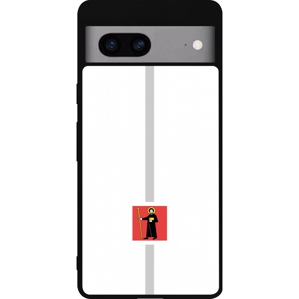 Coque Google Pixel 7a - Silicone rigide noir Canton GL blanc