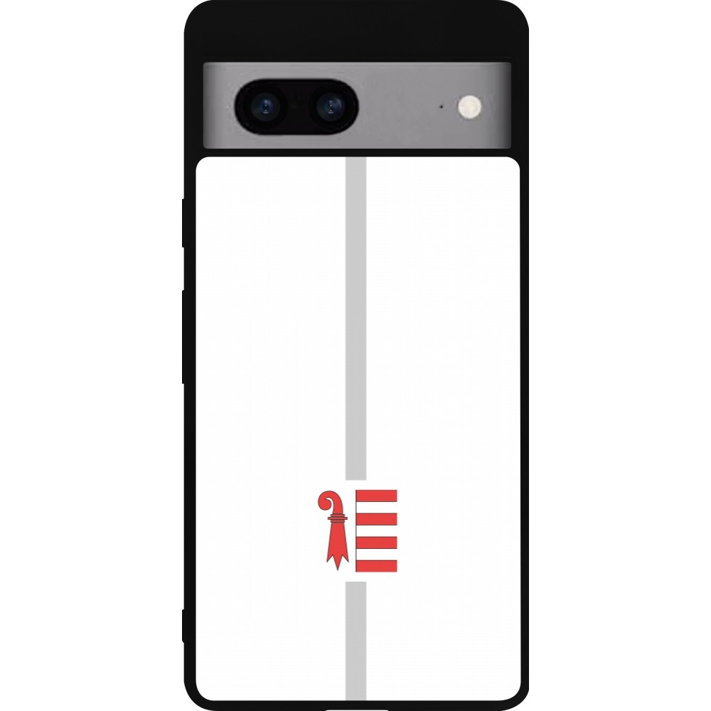 Coque Google Pixel 7a - Silicone rigide noir Canton JU blanc