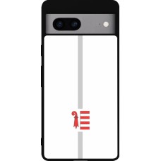 Coque Google Pixel 7a - Silicone rigide noir Canton JU blanc